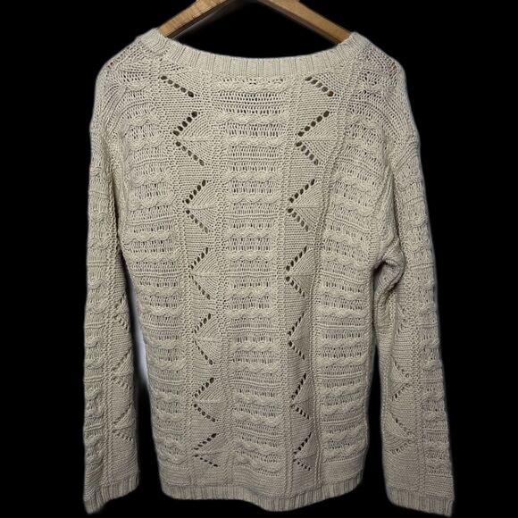 Womens S casual open Knit Tan Sweater Boho Hippie - Picture 3 of 8